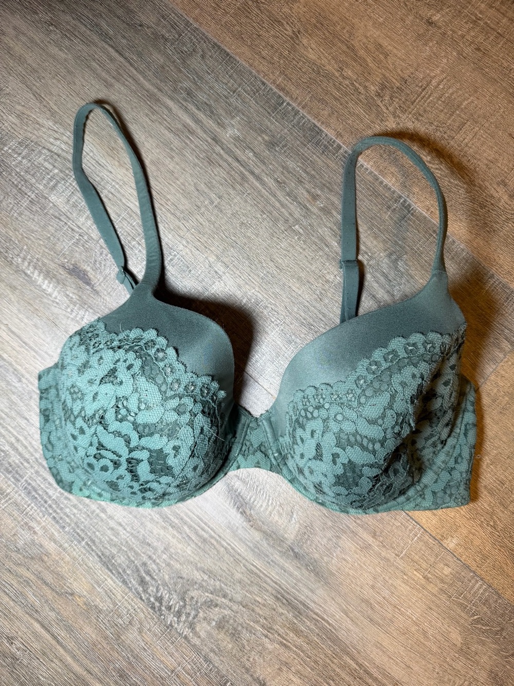 Lace Push-Up Bra in Olive Green - Women Intimates - 34DD